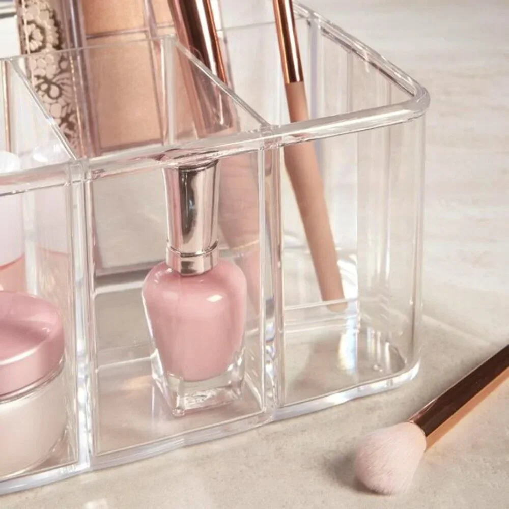 New Clear 5-Compartment Organizer, Makeup, Vanity & Desk Storage Bin Caddy